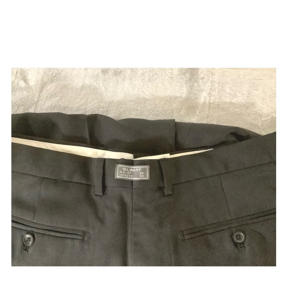NWOT Michael Brandon Slim Fit Dress Pants Men's 36x30 Black Polyester Business - Picture 6 of 8